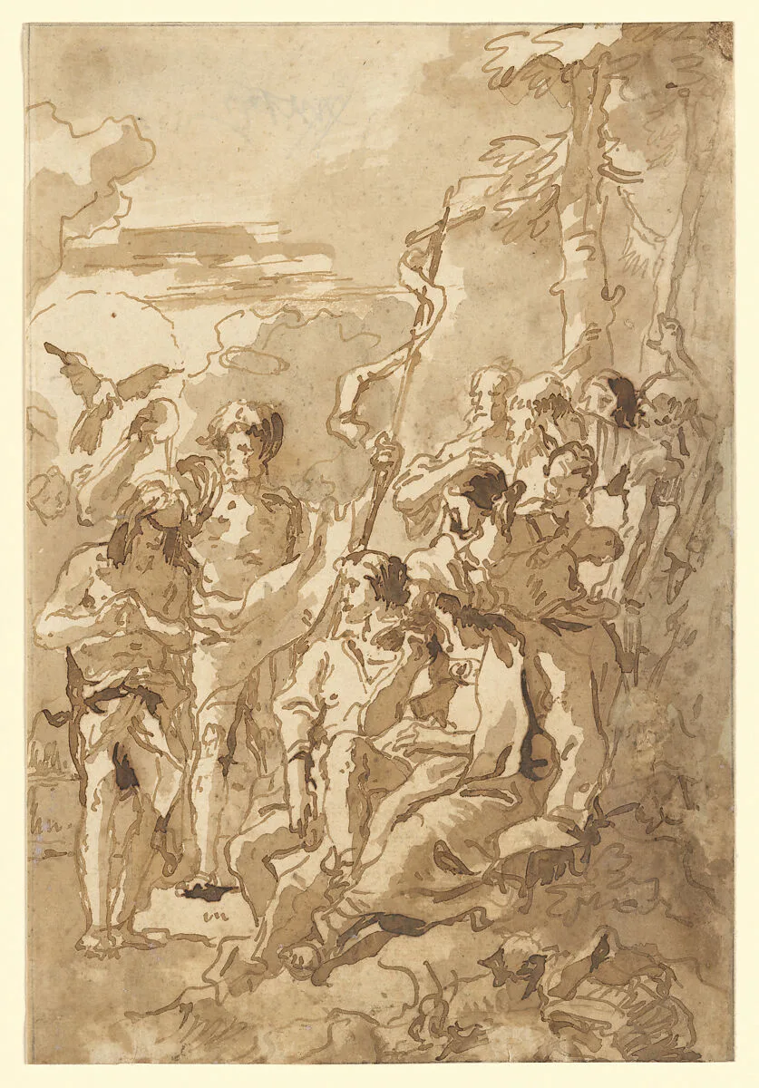 The Baptism of Christ (with a Woman Holding a Child Among the Spectators at the Right) — Giovanni Domenico Tiepolo