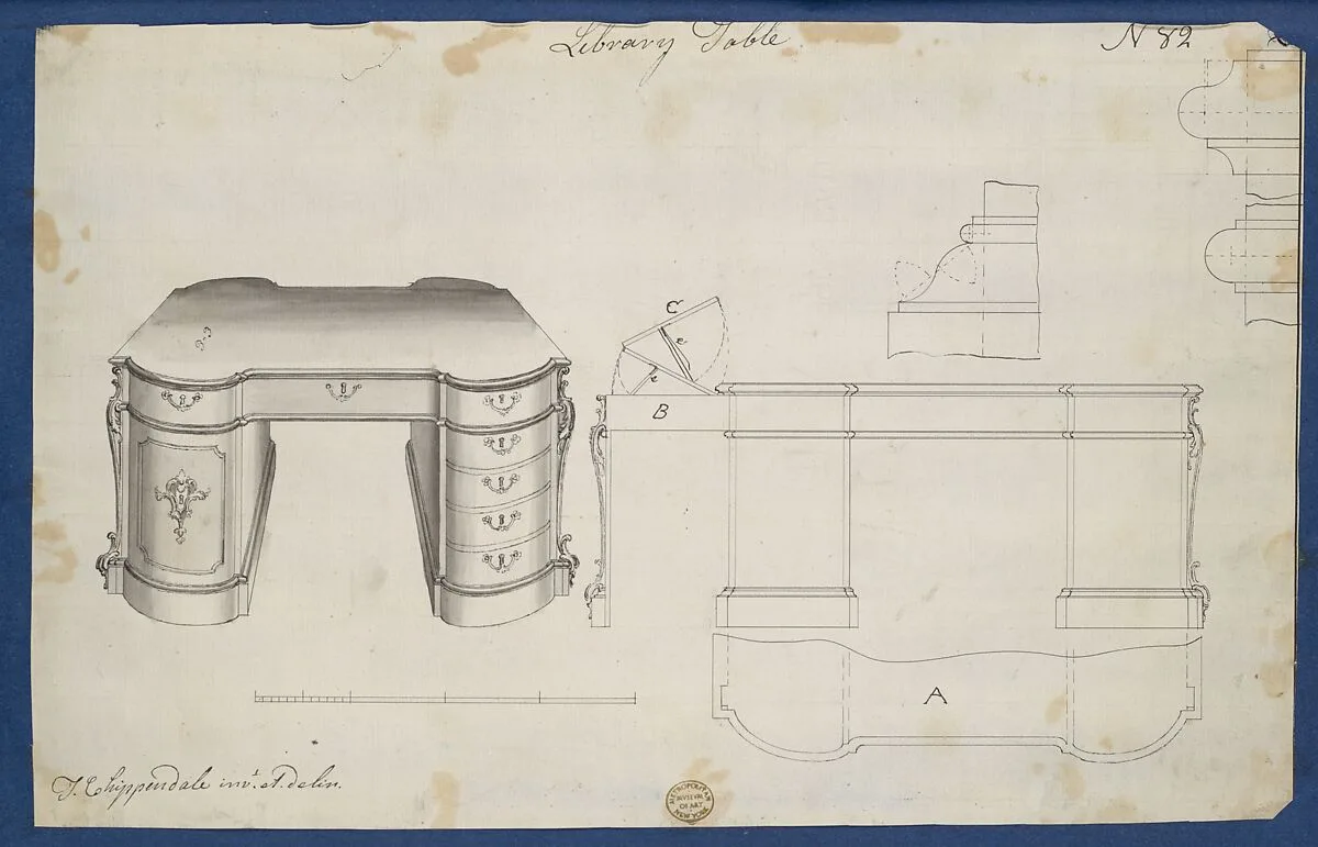 Library Table, from Chippendale Drawings, Vol. II — Thomas Chippendale