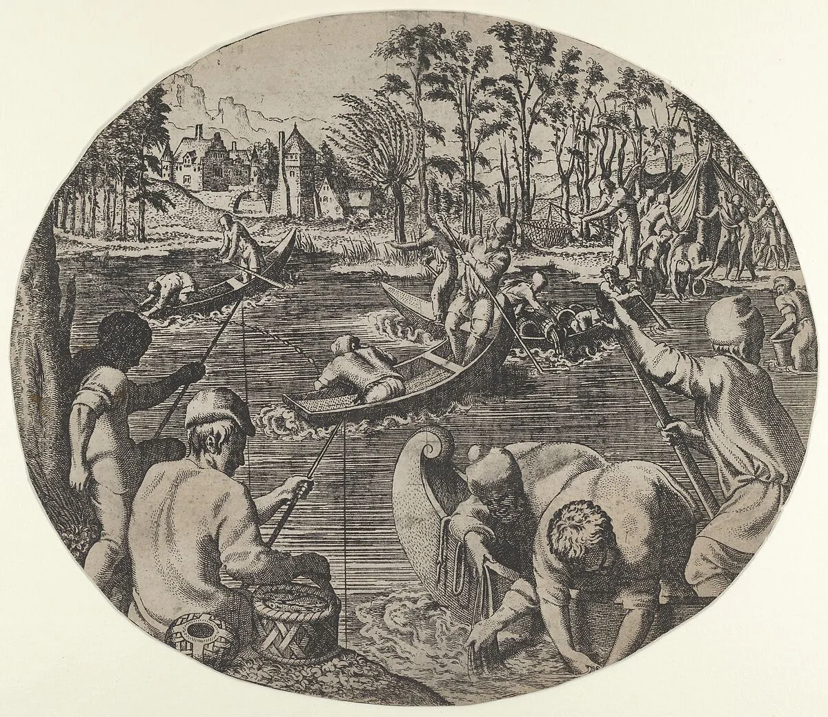 Fishing Scene — Léon Davent|Francesco Primaticcio