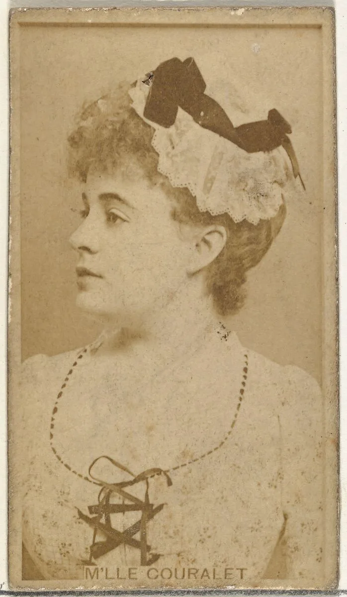 M'lle Couralet, from the Actors and Actresses series (N145-8) issued by Duke Sons & Co. to promote Duke Cigarettes — W. Duke, Sons & Co.|American Tobacco Company