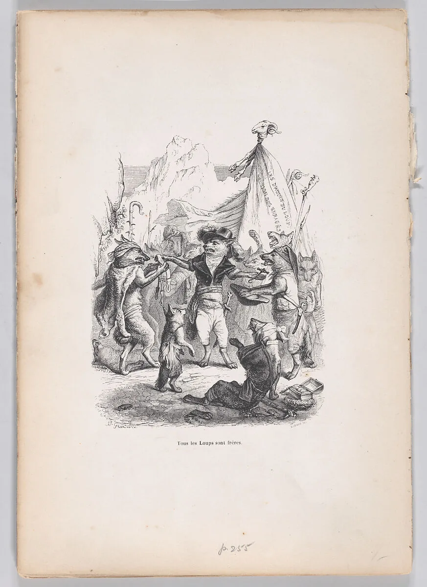 "All of the wolves are brothers" from Scenes from the Private and Public Life of Animals — Honoré de Balzac|Pierre François Godard|J. J. Grandville