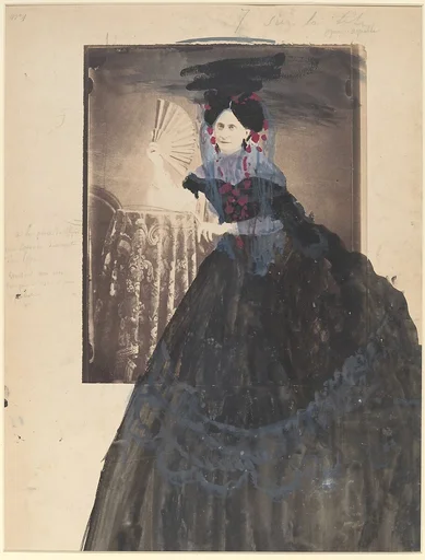 [La Comtesse at Table holding Fan]