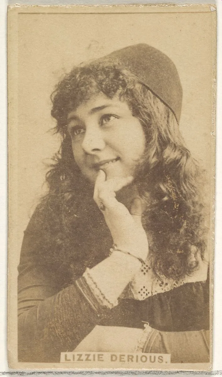 Lizzie Derious, from the Actors and Actresses series (N45, Type 1) for Virginia Brights Cigarettes — Allen & Ginter