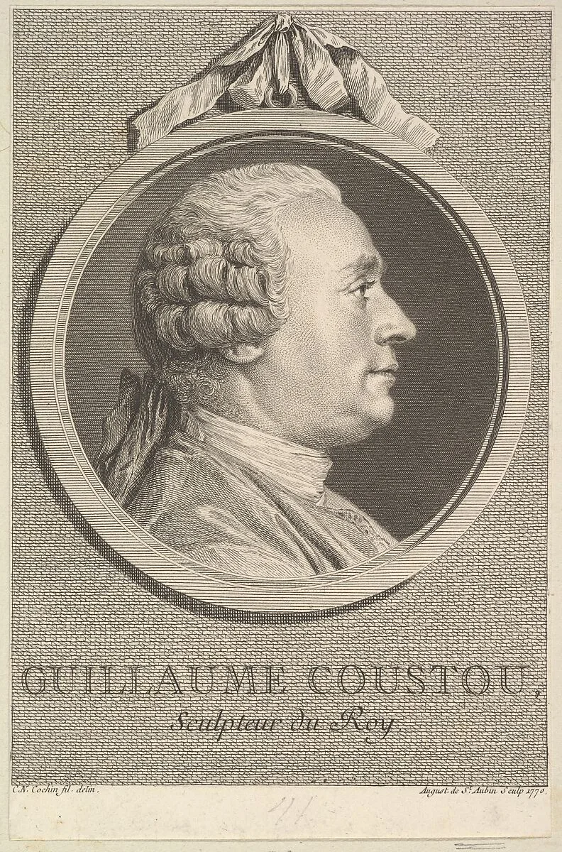 Portrait of Guillaume Coustou — Augustin de Saint-Aubin|Charles Nicolas Cochin II