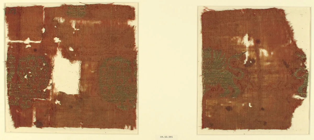 Textile with Lions and Peacocks — Unknown