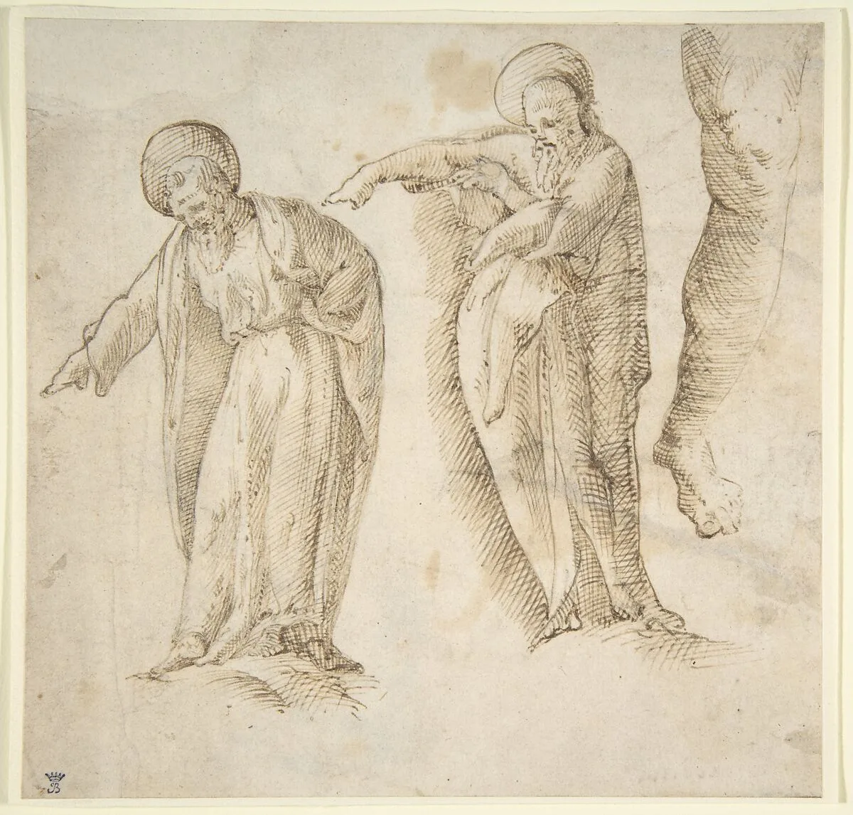 Studies for the Standing Figure of a Bearded Man — Anonymous, Italian, 16th century