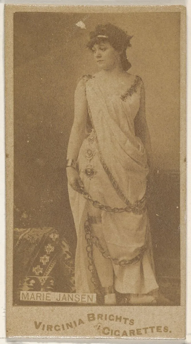 Marie Jansen, from the Actors and Actresses series (N45, Type 1) for Virginia Brights Cigarettes — Allen & Ginter