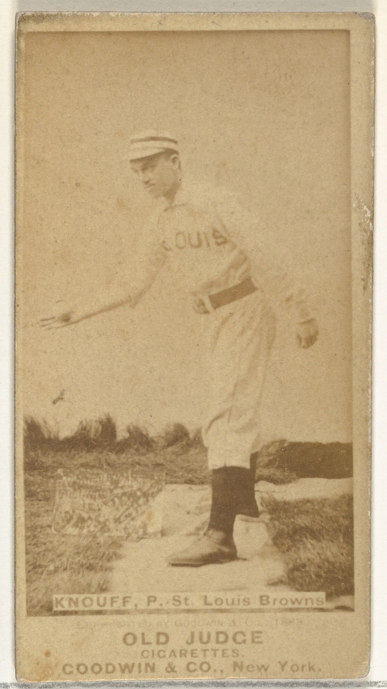 Edward Augustine "Ed" Knouff, Pitcher, St. Louis Browns, from the Old Judge series (N172) for Old Judge Cigarettes — Goodwin & Company