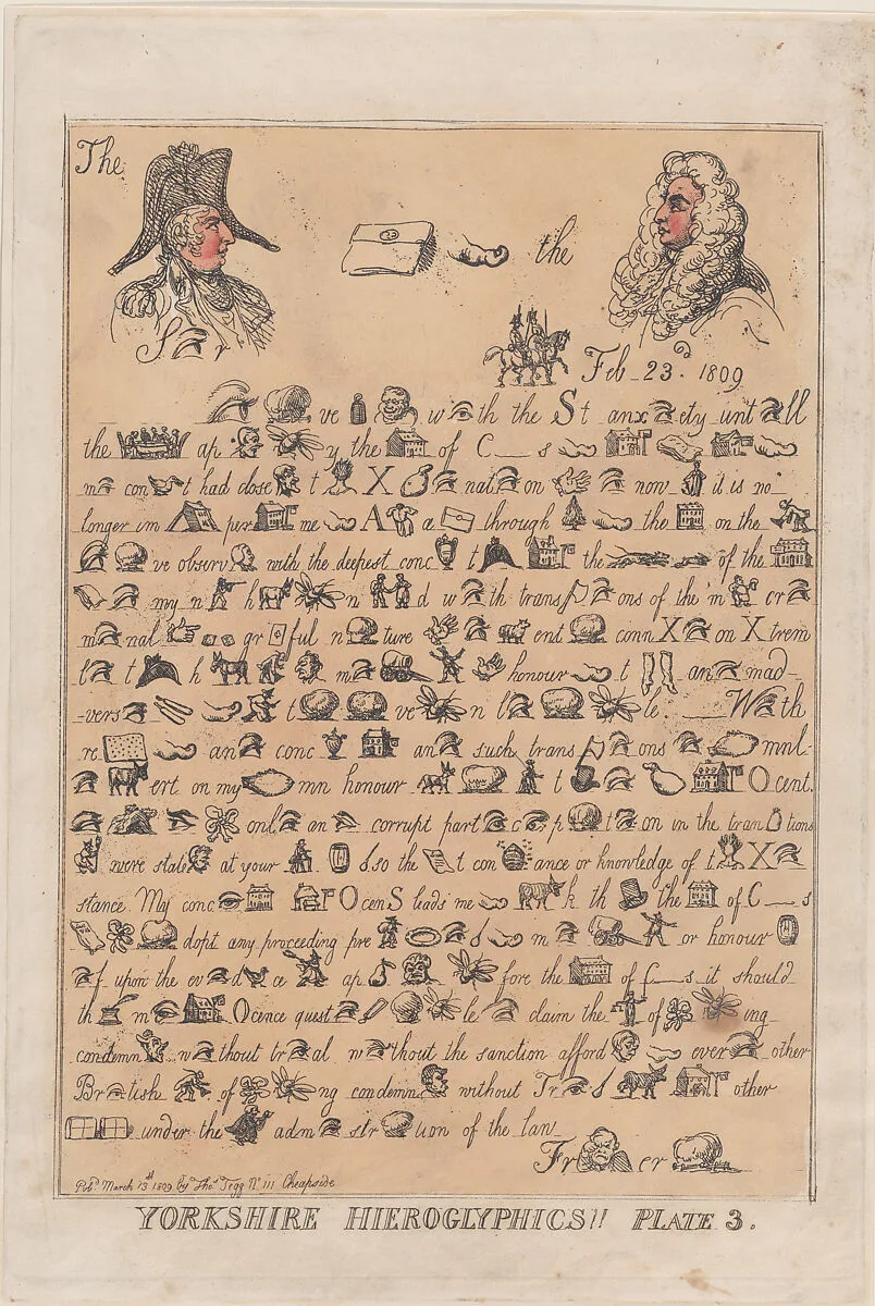 Yorkshire Hieroglyphics, Plate 3 — Charles Abbot, 1st Baron Colchester|Thomas Rowlandson|Prince Frederick Augustus, Duke of York and Albany|Thomas Tegg