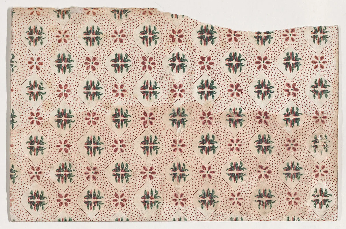 Sheet with overall floral and dot pattern — Anonymous