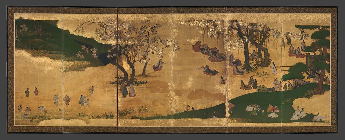 花見・紅葉狩図屏風|Cherry-Blossom and Maple-Leaf Viewing — Unknown