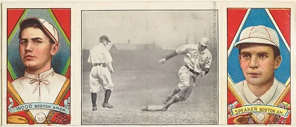 "Speaker Rounding Third," Tris Speaker and Joseph Wood, from the series Hassan Triple Folders (T202) — Hassan Cigarettes