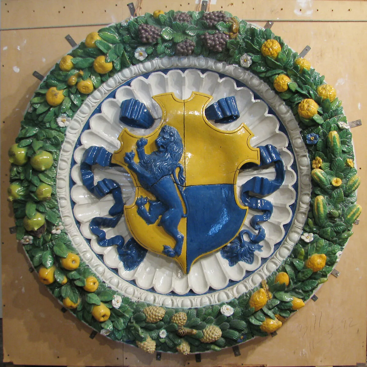 Arms of Gianfigliazzi Impaling Adimari — della Robbia