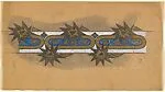 Frieze with Blue Ovals with Gold Borders and Black Geometric Shapes Inside on a White Background — Anonymous, French, 20th century