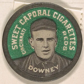Downey, Cincinnati Reds (green), from the Domino Discs series (PX7), issued by Kinney Brothers — Kinney Brothers Tobacco Company