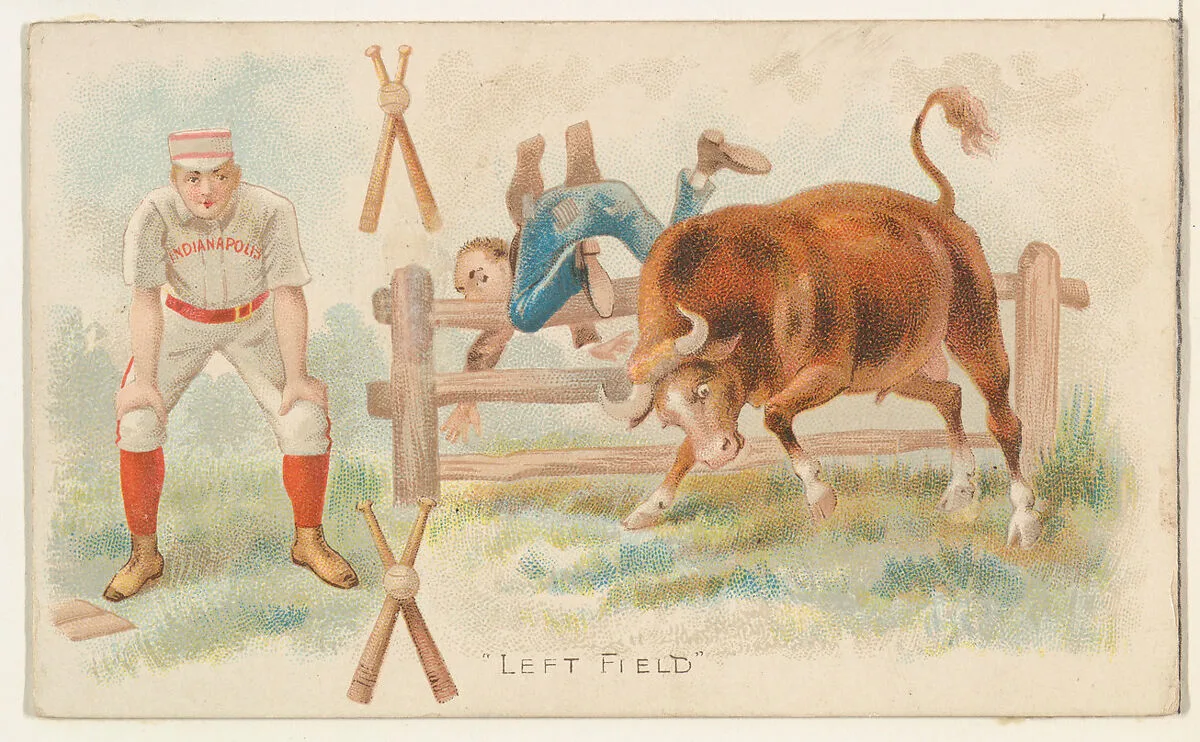 Left Field, from the Talk of the Diamond set (N135) issued by Duke Sons & Co., a branch of the American Tobacco Company — American Tobacco Company|W. Duke, Sons & Co.|Schumacher & Ettlinger