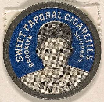 Smith, Brooklyn Superbas (blue), from the Domino Discs series (PX7), issued by Kinney Brothers — Kinney Brothers Tobacco Company