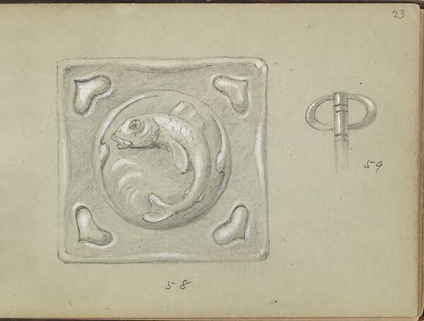 Design for a Decorative (Key?) Plate and a Key Grip — Edgar Gilstrap Simpson