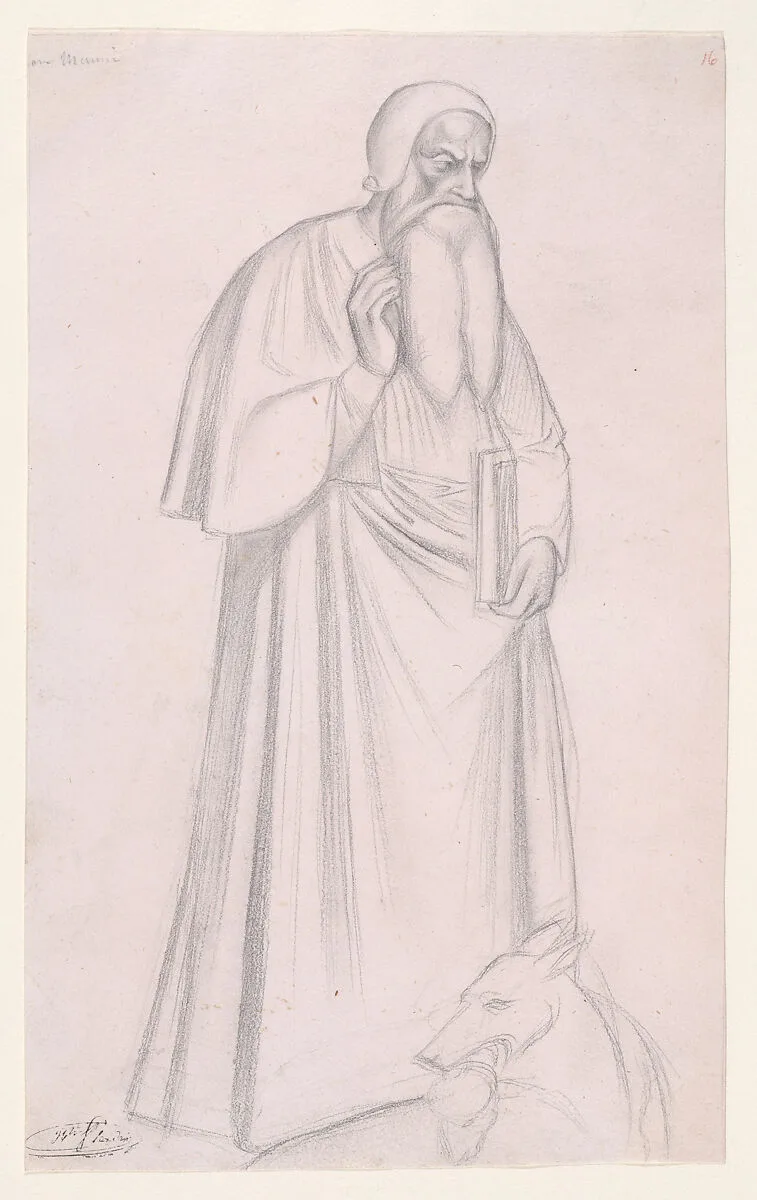 Figure Study after Andrea di Bonaiuto, S. Maria Novella, Florence — Hippolyte Flandrin