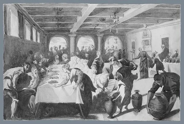 The Marriage at Cana (from scrapbook) — John Singer Sargent|Jacopo Tintoretto (Jacopo Robusti)