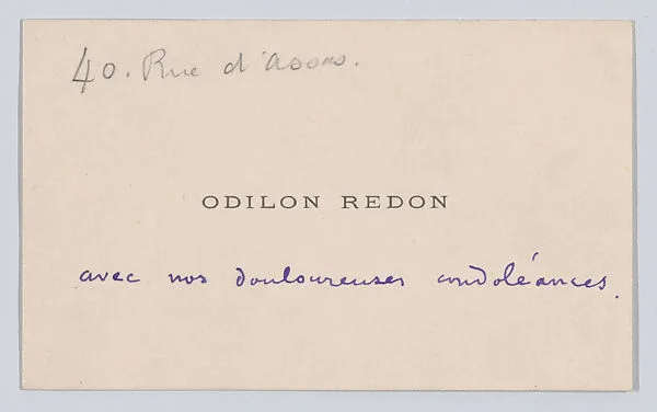 Odilon Redon, calling card — Anonymous|Odilon Redon