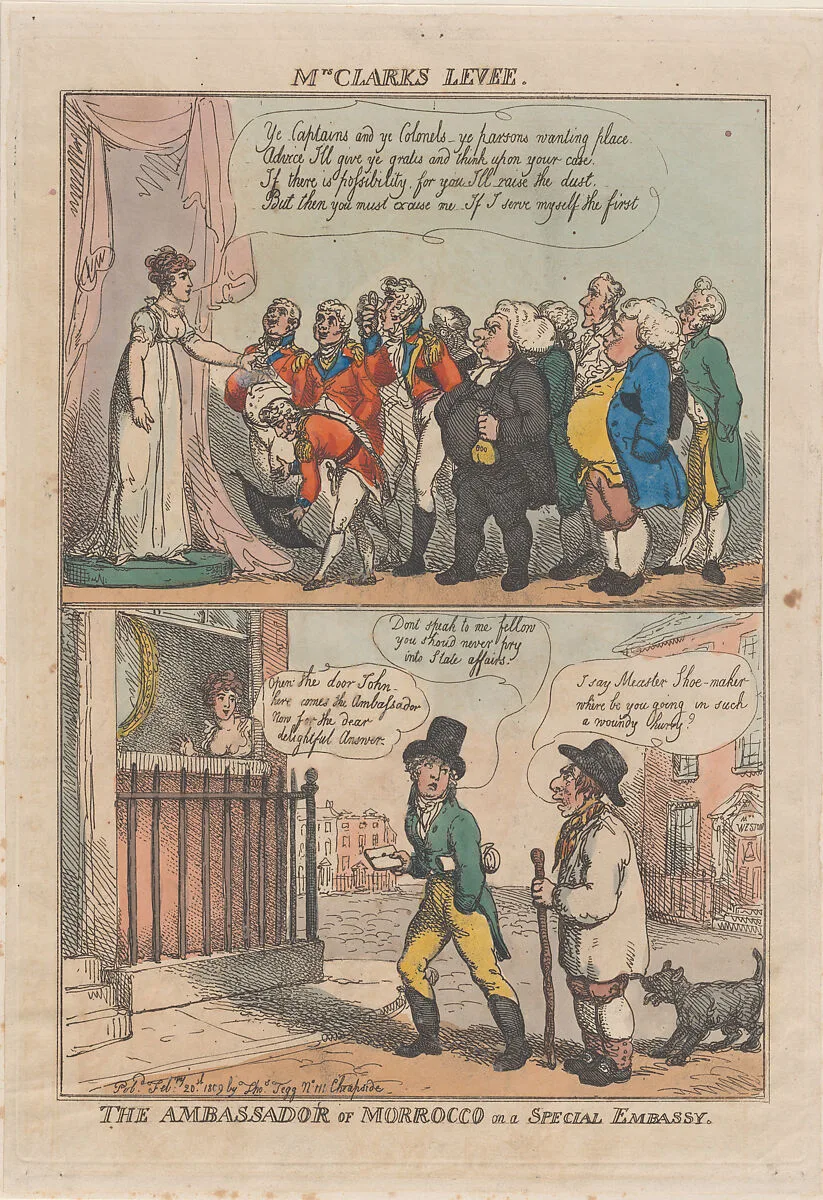 The Ambassador of Morrocco on a Special Embassy — Thomas Rowlandson|Mary Anne Clarke|Thomas Tegg
