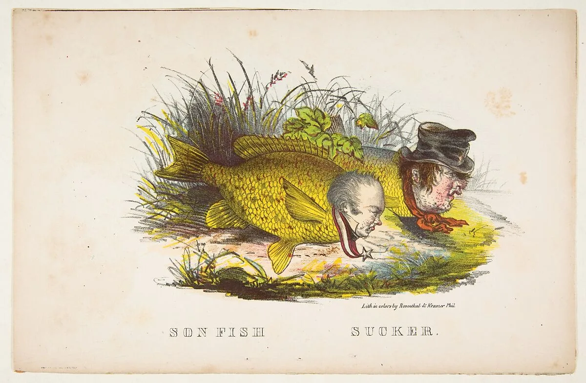 Son Fish and Sucker, from The Comic Natural History of the Human Race — Henry Louis Stephens|Rosenthal|Samuel Robinson