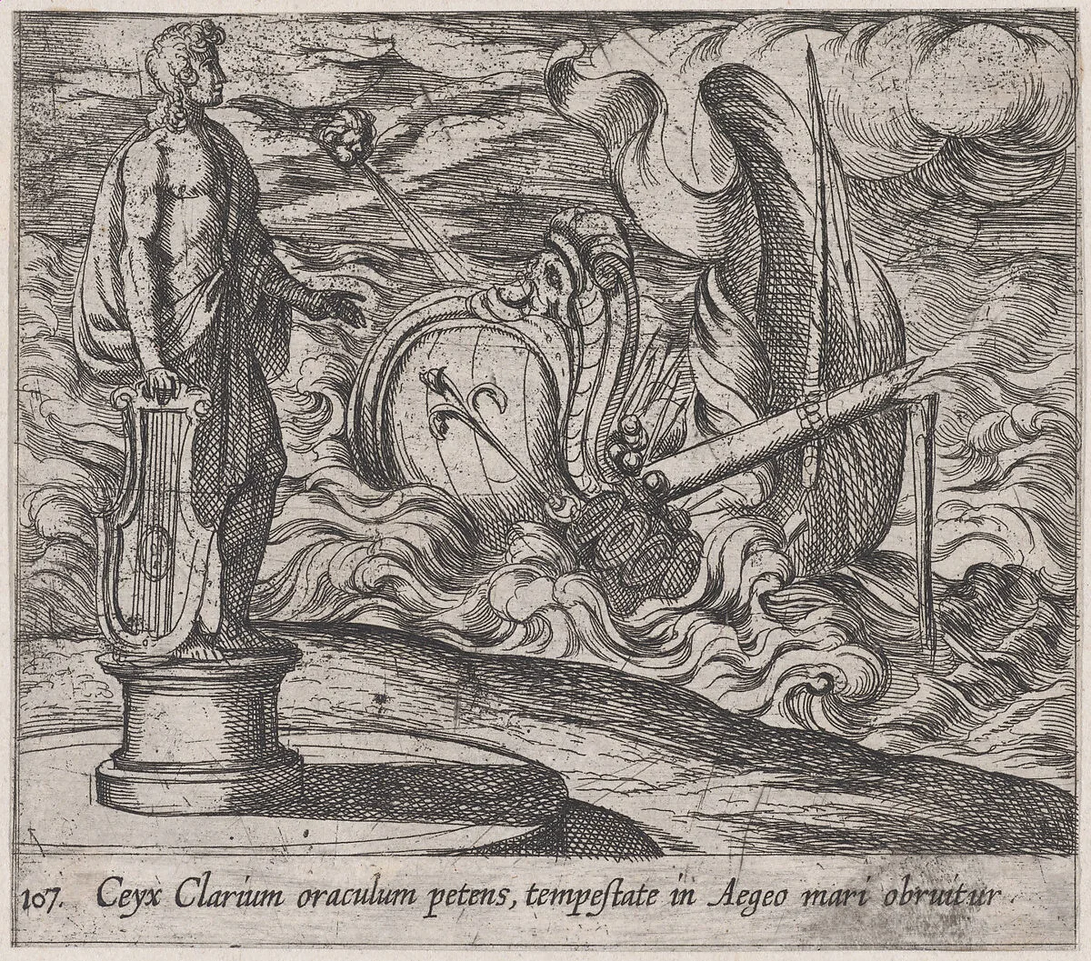Plate 107: The Wreck of Ceyx's Ship (Ceyx Clarium oraculum petens, tempstate in Aegeo mari obruitur), from Ovid's 'Metamorphoses' — Antonio Tempesta
