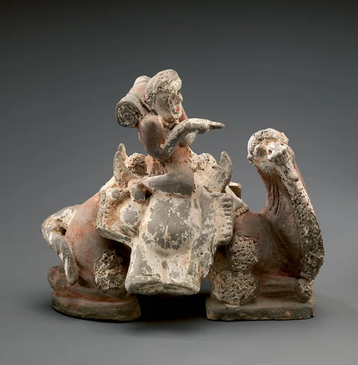 北魏/北齊 彩繪陶騎駝俑|Camel and Rider