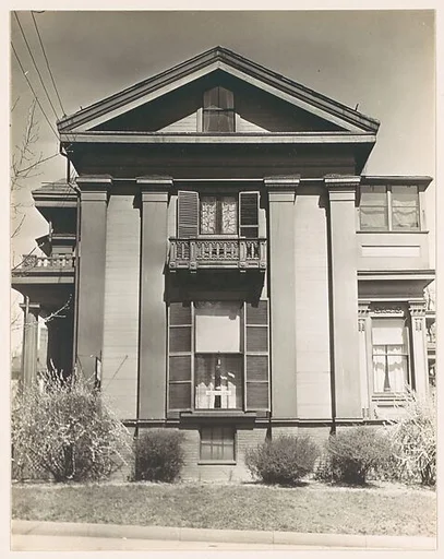 [Left Wing of Greek Revival House with "ROOMS" Sign in Window]