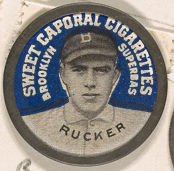 Rucker, Brooklyn Superbas (blue), from the Domino Discs series (PX7), issued by Kinney Brothers — Kinney Brothers Tobacco Company