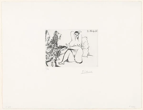 Three Musketeers Greet a Woman in Bed, from 347 Suite — Pablo Picasso|Aldo and Piero Crommelynck|Galerie Louise Leiris