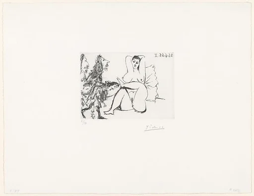 Three Musketeers Greet a Woman in Bed, from 347 Suite