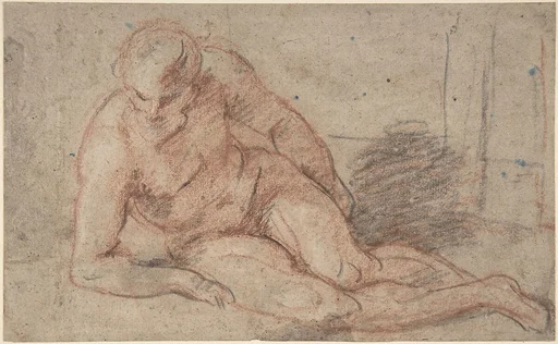 Reclining Nude Figure (recto); unidentifiable sketches (verso)