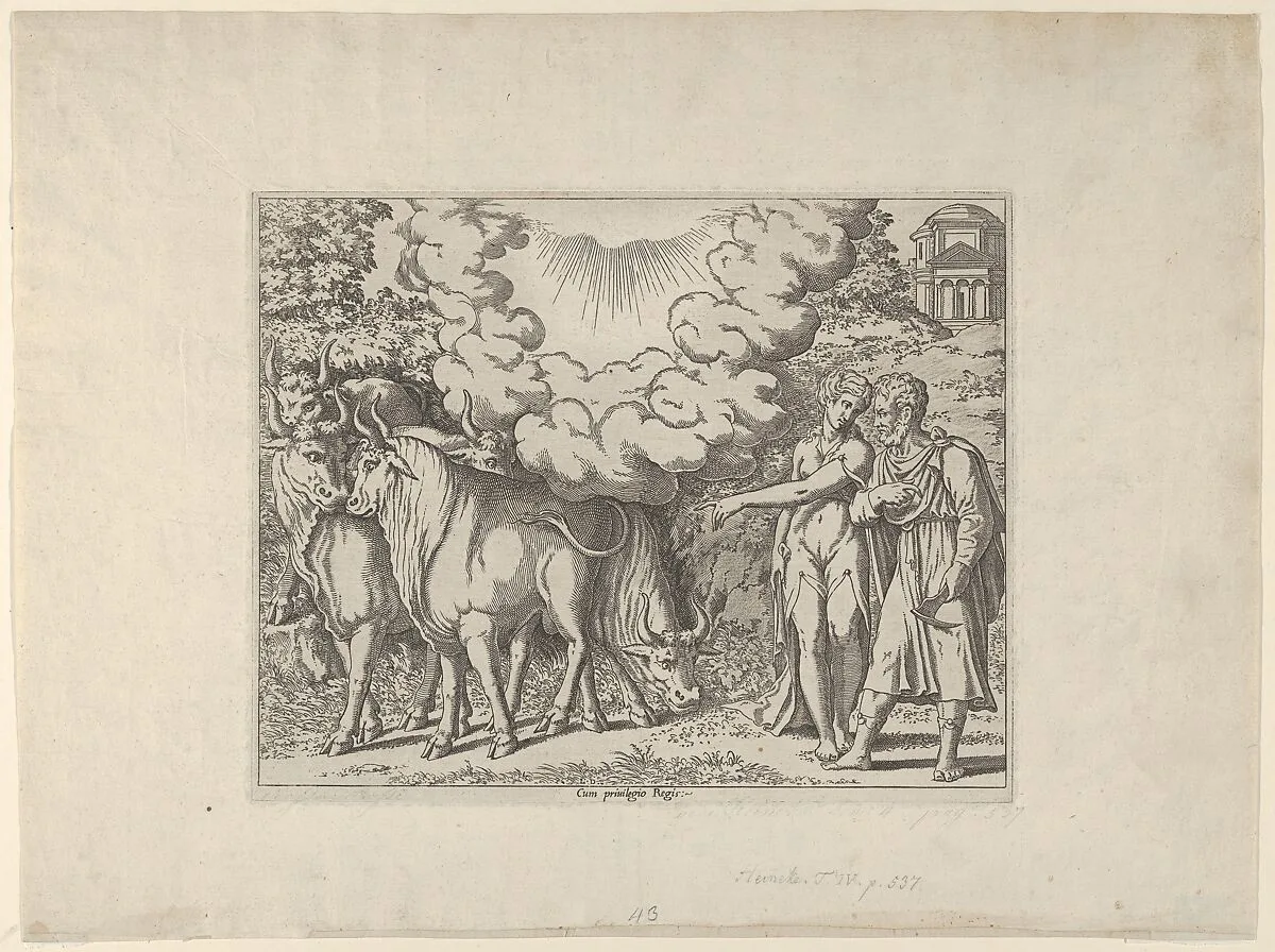 A Woman Showing Bulls to a Man — Léon Davent
