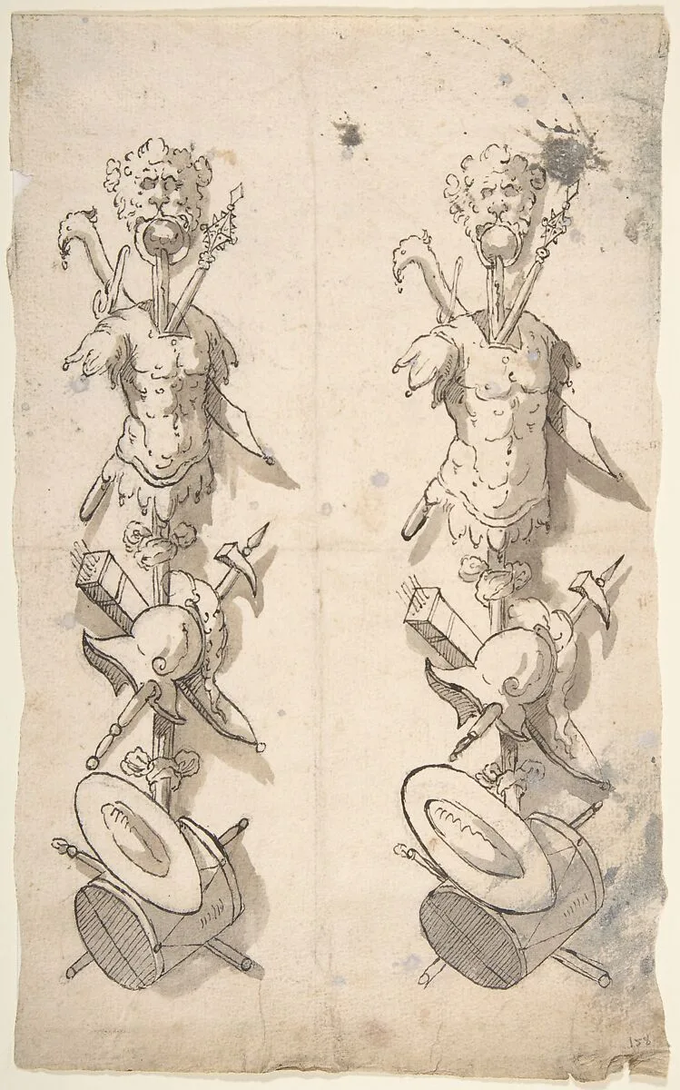 Two Designs for Trophies — Anonymous, Italian, Piedmontese, 18th century