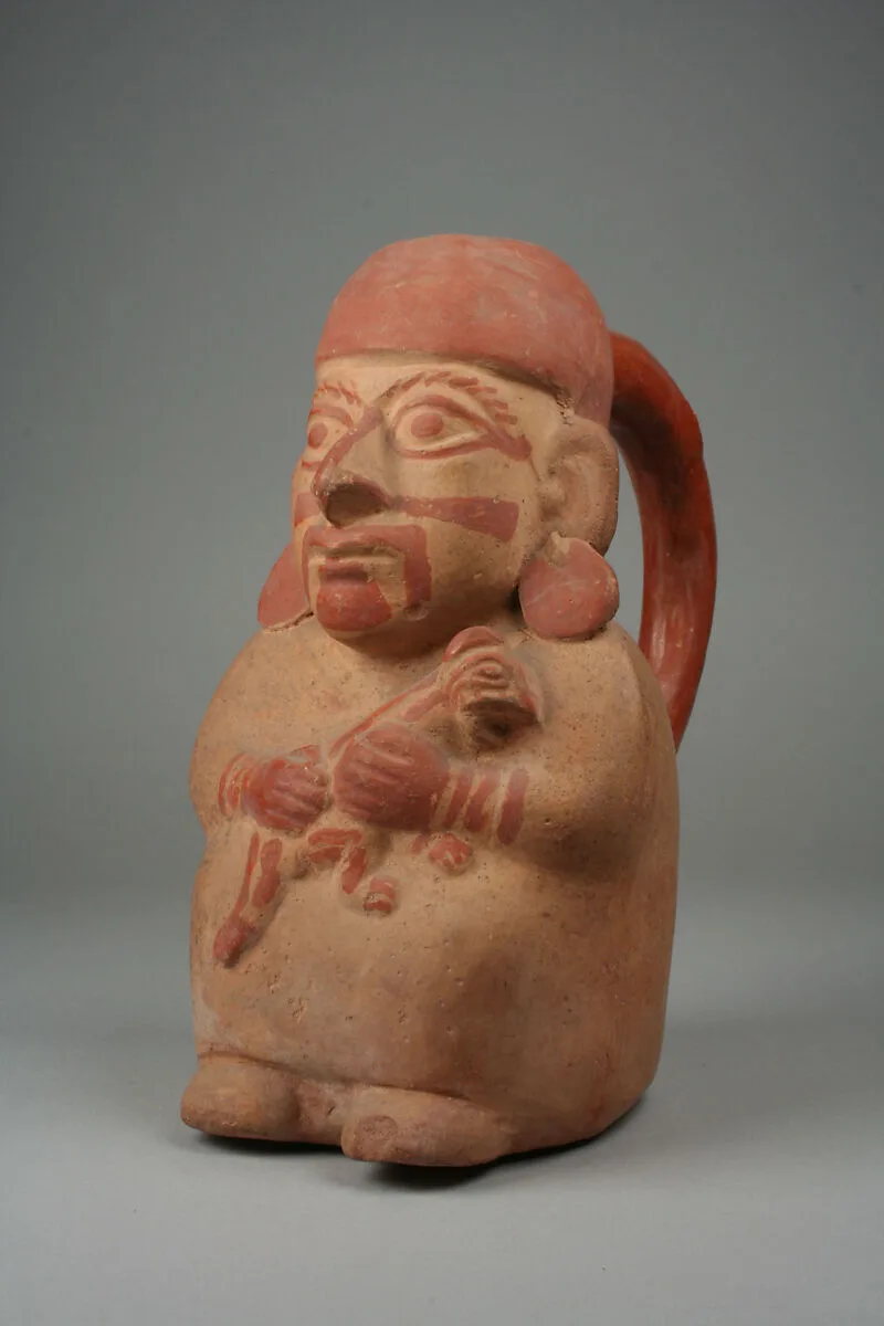 Stirrup Spout Bottle with Figure — Unknown