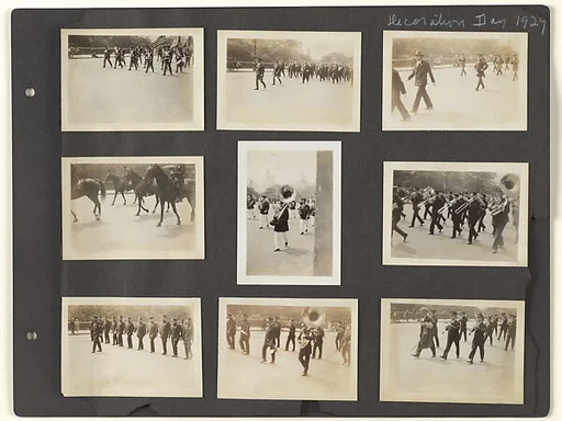 [Album Page: Decoration Day Parade, Central Park West, Manhattan]