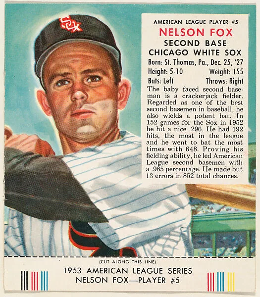 Nelson Fox, from the Red Man All-Star Team series (T233), issued by Red Man Chewing Tobacco — Red Man Chewing Tobacco