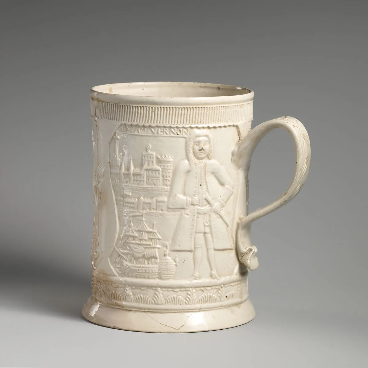 Mug with Admiral Edward Vernon (1684–1757) and the capture of Porto Bello — Unknown