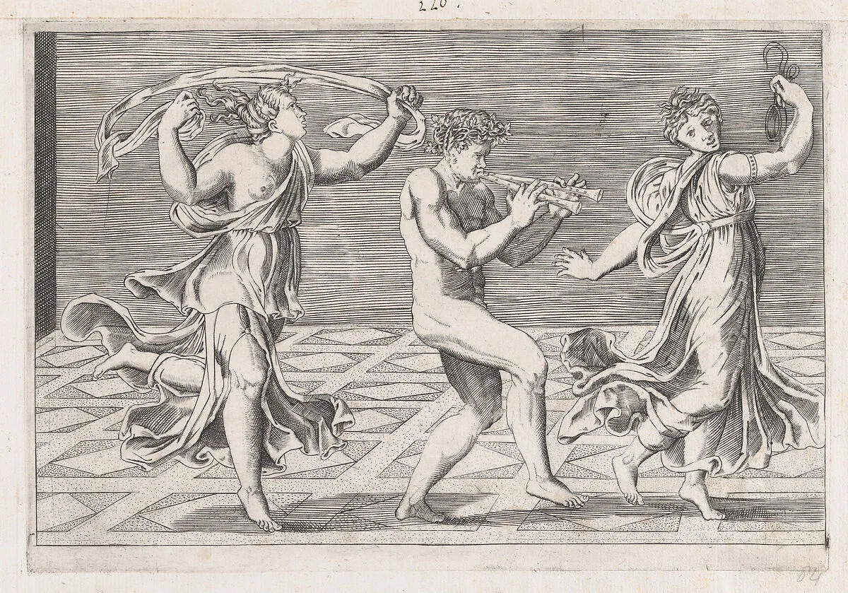 Speculum Romanae Magnificentiae: Dance of Fauns and Bacchants — Agostino Veneziano (Agostino dei Musi)|Anonymous