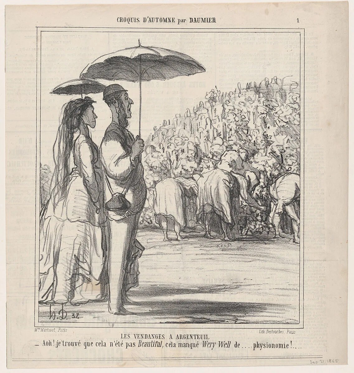 Wine harvest in Argenteuil, from 'Autumn sketches,' published in Le Charivari, September 21, 1865 — Destouches|Aaron Martinet|Honoré Daumier