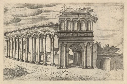 The Amphitheater in Bordeaux [Teatrum Bordeos; Transitorium Caesaris], from the series 'Ruinarum variarum fabricarum delineationes pictoribus caeterisque id genus artificibus multum utiles'