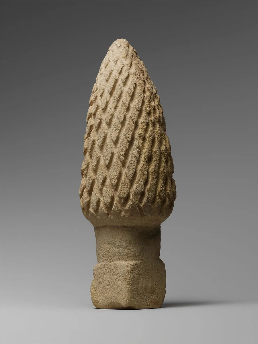Limestone votive pine cone — Unknown