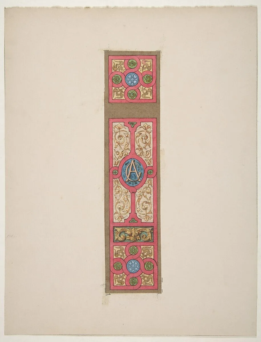 Design for the painted decoration of a wall of ceiling panel monogrammed "CA" — Jules-Edmond-Charles Lachaise|Eugène-Pierre Gourdet