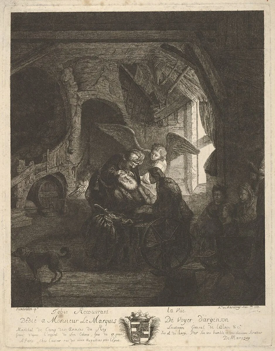 Tobias Returning Sight to His Father — Rembrandt (Rembrandt van Rijn)|Antoine de Marcenay de Ghuy