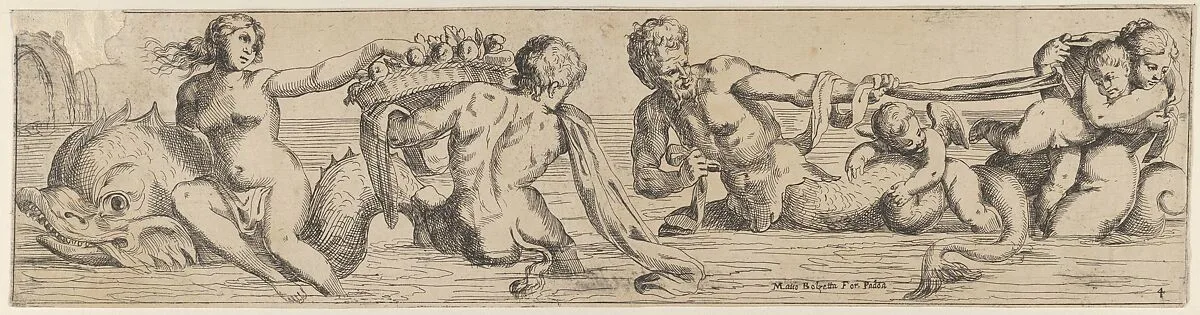 Plate 4: marine gods and other cavorting figures — Giulio Carpioni