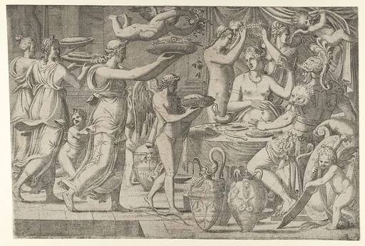 Mars and Venus Being Served at Table by Cupid