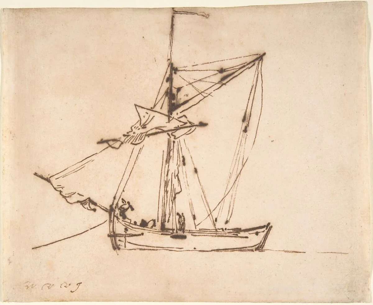 Sketch of a Sailboat — Willem van de Velde II