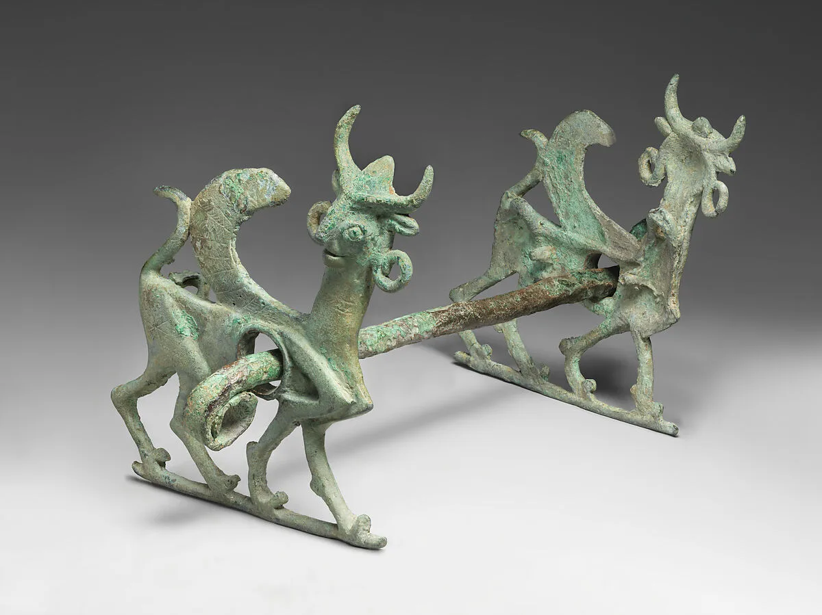 Horse bit with cheekpieces in form of a winged sphinx — Unknown